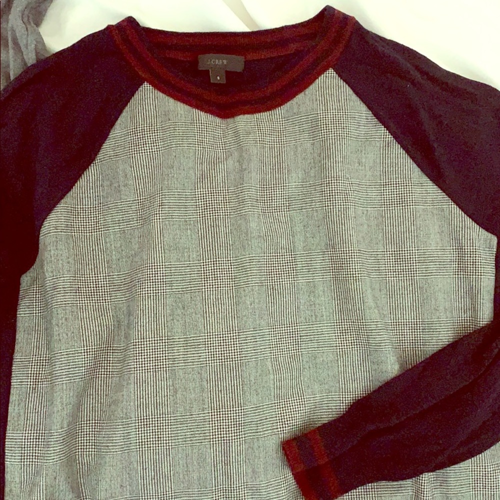 J crew houndstooth navy maroon grey sweater